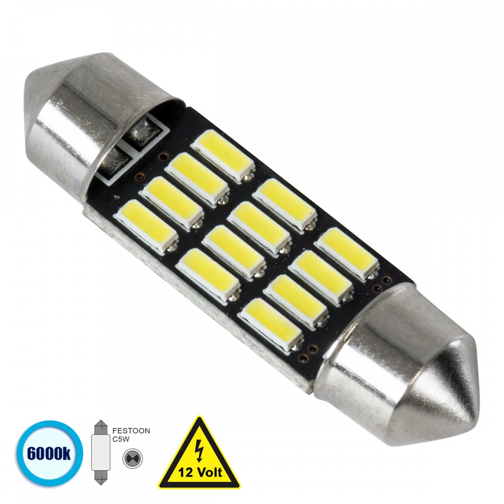 GloboStar® 81306 Λάμπα Αυτοκίνητου 36mm FESTOON - C5W LED 6 SMD 5630 3W 450lm 120° DC 12V IP20 Ψυχρό Λευκό 6000K - 81306 GloboStar® 81306 Λάμπα Αυτοκίνητου 36mm FESTOON - C5W LED 6 SMD 5630 3W 450lm 120° DC 12V IP20 Ψυχρό Λευκό 6000K - 81306