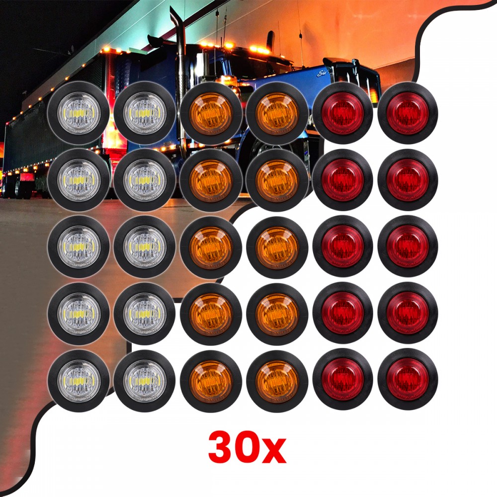 GloboStar® 85306 Πακέτο 30 Τεμάχια Φώτα Όγκου για Φορτηγά BULLET PIN LED SMD 5730 1W / Τεμ. 100lm DC 24V Αδιάβροχα IP65 10x Κόκκινα - 10x Πορτοκαλί - 10x Ψυχρό Λευκό 6000K - 85306 GloboStar® 85306 Πακέτο 30 Τεμάχια Φώτα Όγκου για Φορτηγά BULLET PIN LED SMD 5730 1W / Τεμ. 100lm DC 24V Αδιάβροχα IP65 10x Κόκκινα - 10x Πορτοκαλί - 10x Ψυχρό Λευκό 6000K - 85306