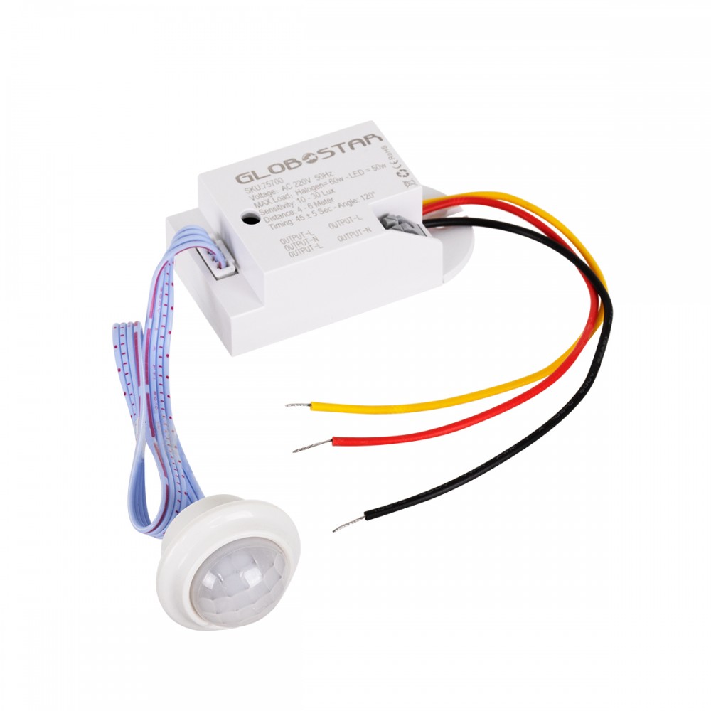 GloboStar® 75700 Χωνευτός PIR Ανιχνευτής-Αισθητήρας Κίνησης 360° 6m Motion Sensor AC 230V Max 800W - 75700 GloboStar® 75700 Χωνευτός PIR Ανιχνευτής-Αισθητήρας Κίνησης 360° 6m Motion Sensor AC 230V Max 800W - 75700