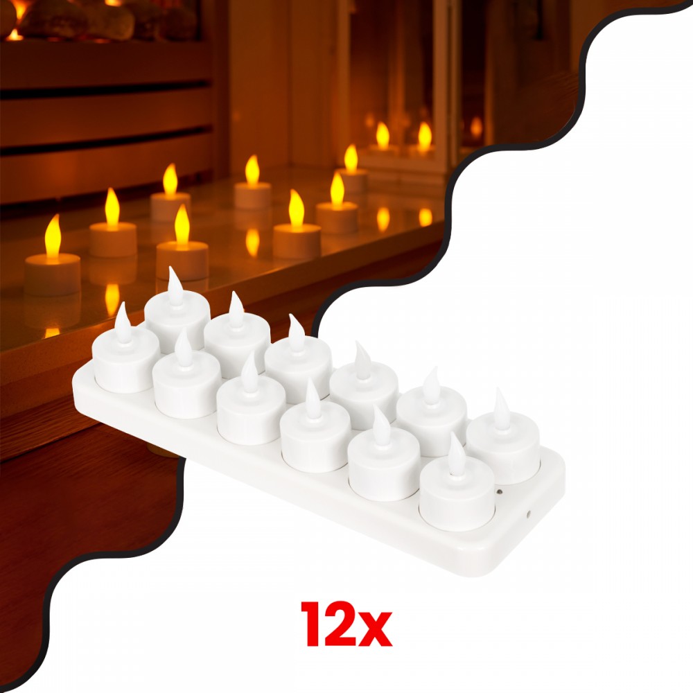 GloboStar® 79565 ΣΕΤ 12 Διακοσμητικών Realistic Κεριών με LED Εφέ Κινούμενης Φλόγας - με Ενσωματωμένη Μπαταρία - Επαναφορτιζόμενα & Βάση Φόρτισης Θερμό Λευκό 2700K - 79565 GloboStar® 79565 ΣΕΤ 12 Διακοσμητικών Realistic Κεριών με LED Εφέ Κινούμενης Φλόγας - με Ενσωματωμένη Μπαταρία - Επαναφορτιζόμενα & Βάση Φόρτισης Θερμό Λευκό 2700K - 79565