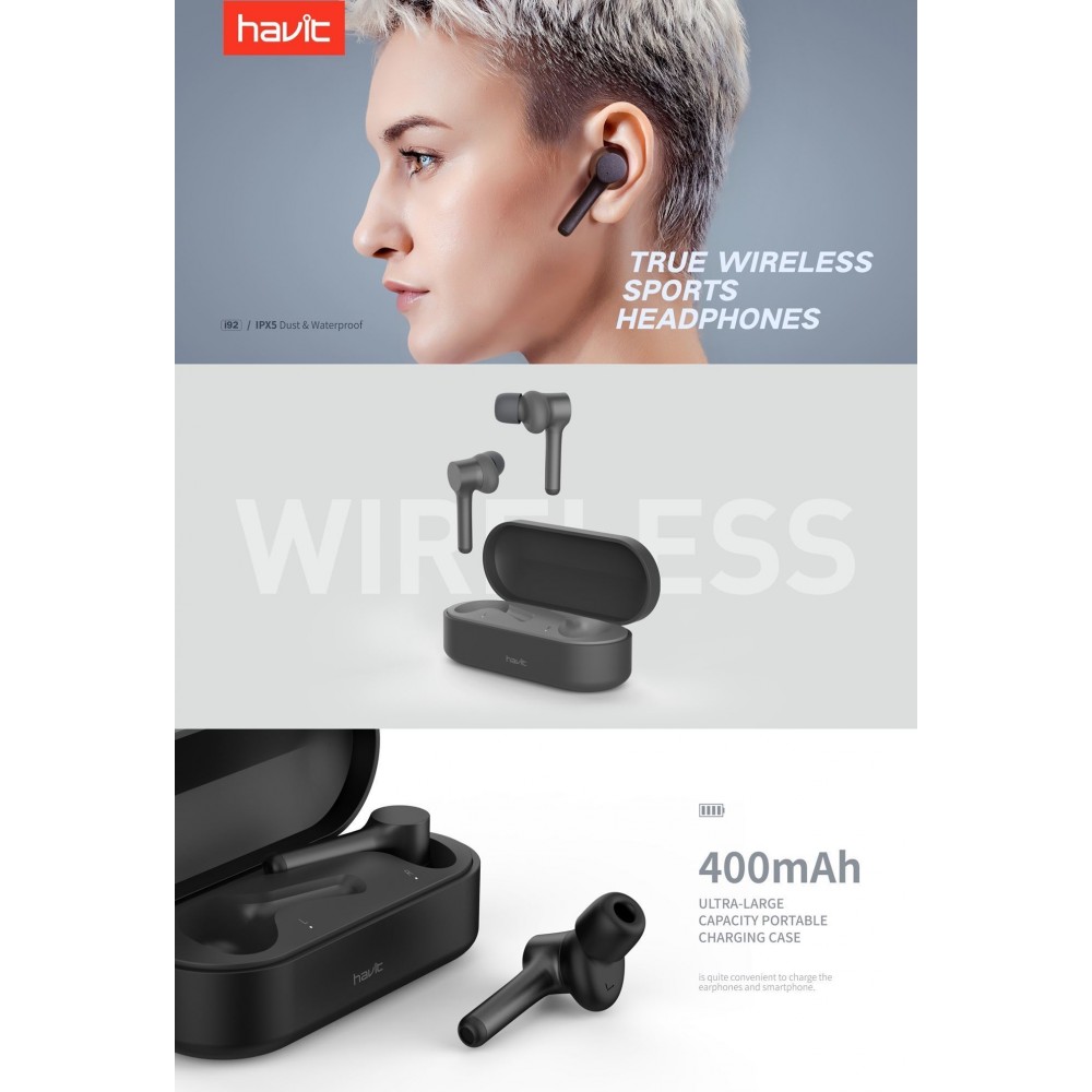 Ακουστικά Earbuds - Havit i92 TWS (BLACK) - 21.05.0015 Ακουστικά Earbuds - Havit i92 TWS (BLACK) - 21.05.0015