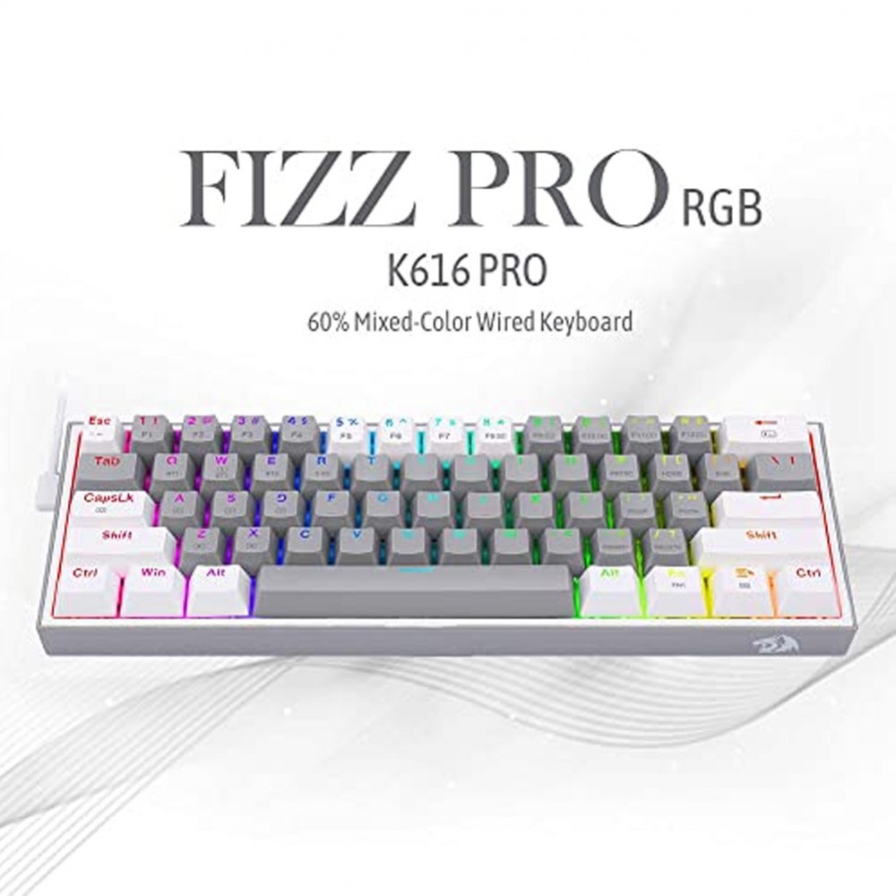 Gaming πληκτρολόγιο - Redragon K616-RGB Fizz Pro (Grey/White) - 28.01.0011 Gaming πληκτρολόγιο - Redragon K616-RGB Fizz Pro (Grey/White) - 28.01.0011
