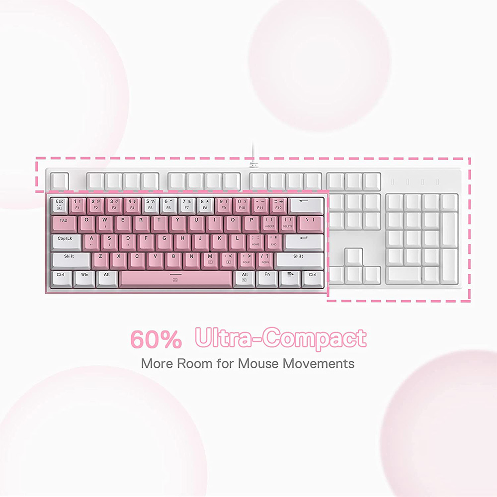 Gaming πληκτρολόγιο - Redragon K617 Fizz (White/Pink) Gaming πληκτρολόγιο - Redragon K617 Fizz (White/Pink)
