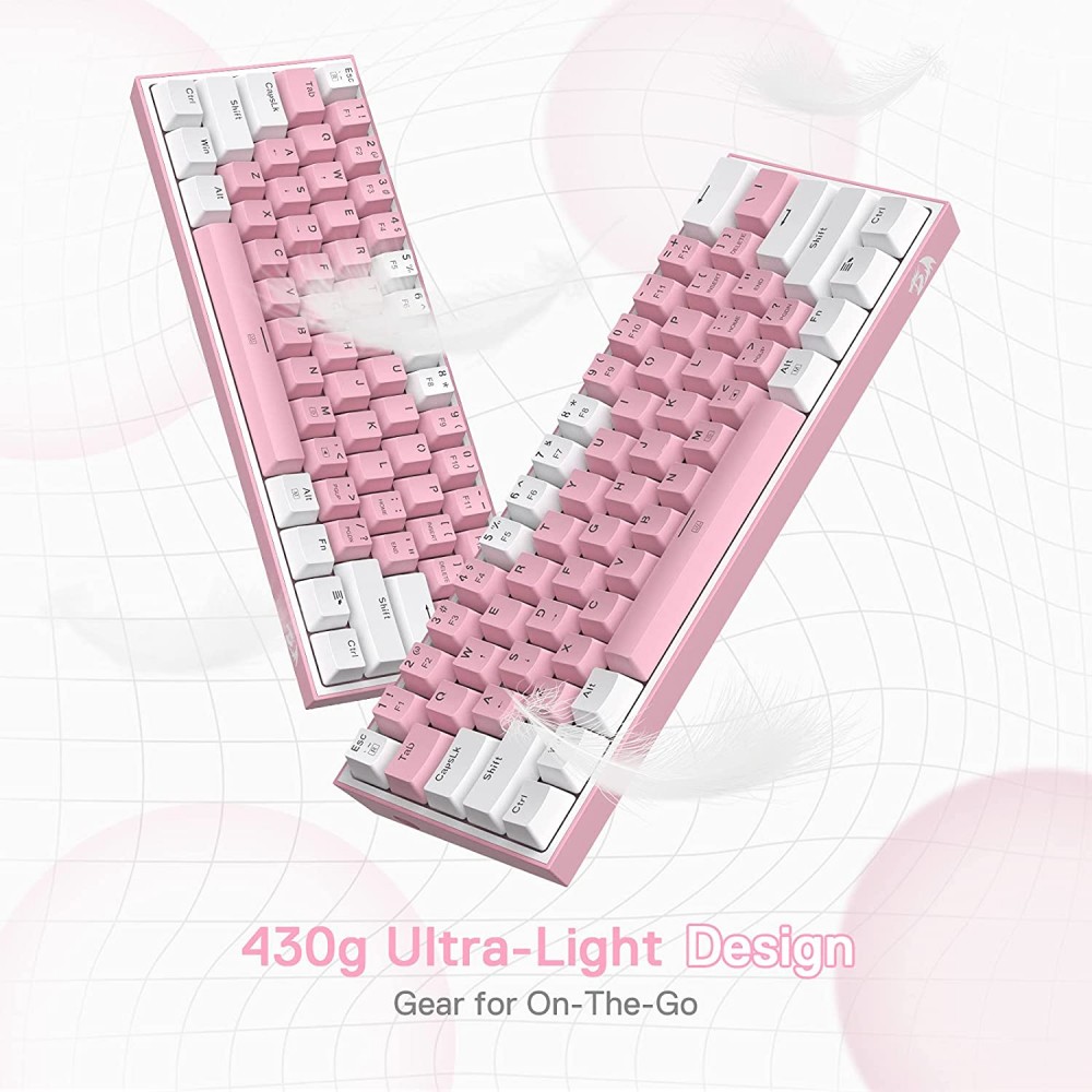 Gaming πληκτρολόγιο - Redragon K617 Fizz (White/Pink) Gaming πληκτρολόγιο - Redragon K617 Fizz (White/Pink)