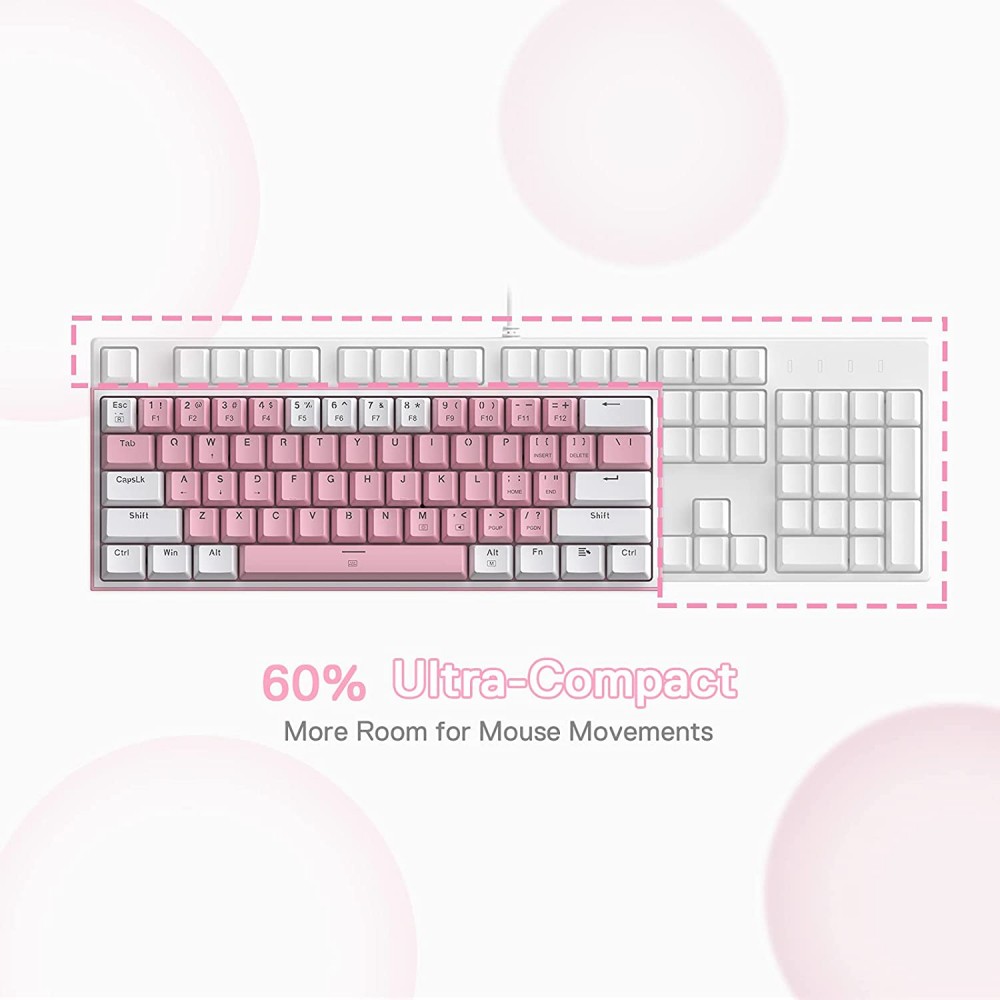 Gaming πληκτρολόγιο - Redragon K617 Fizz (White/Pink) Gaming πληκτρολόγιο - Redragon K617 Fizz (White/Pink)