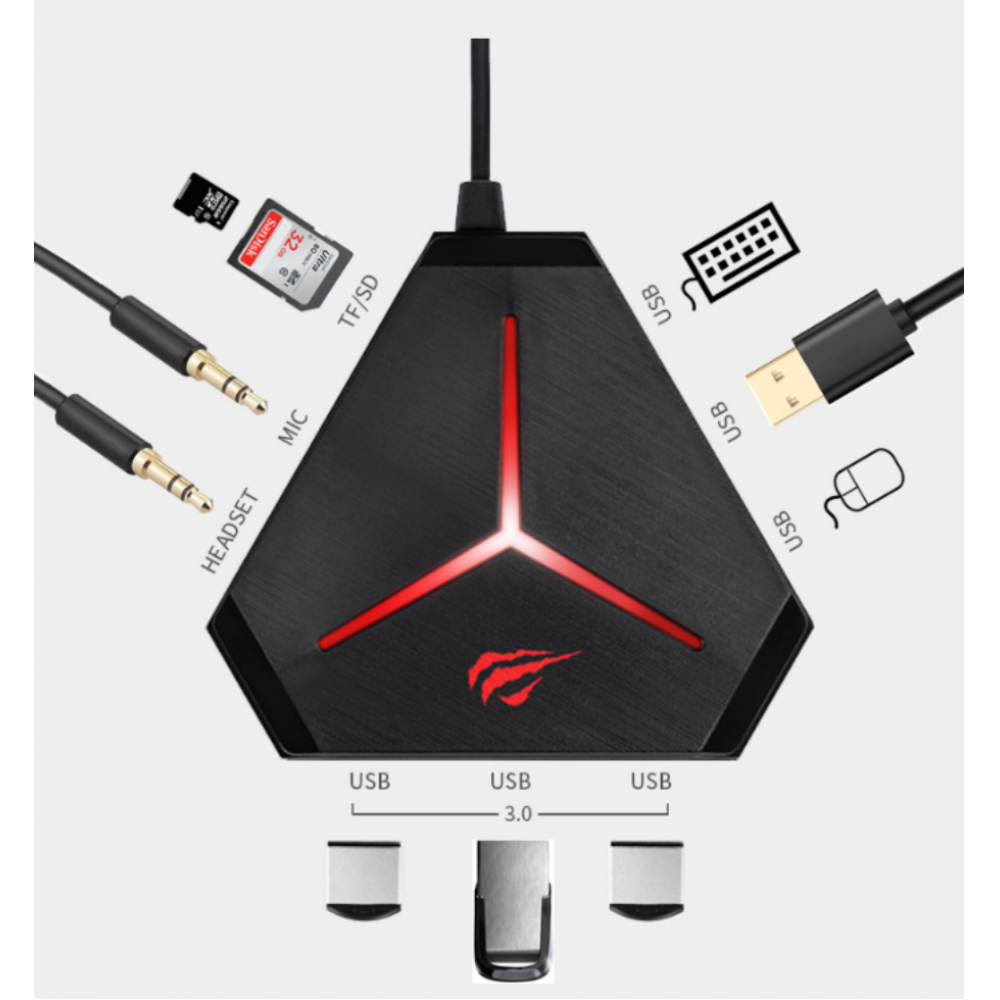 Gaming USB MultiHub - Havit H95 Gaming USB MultiHub - Havit H95