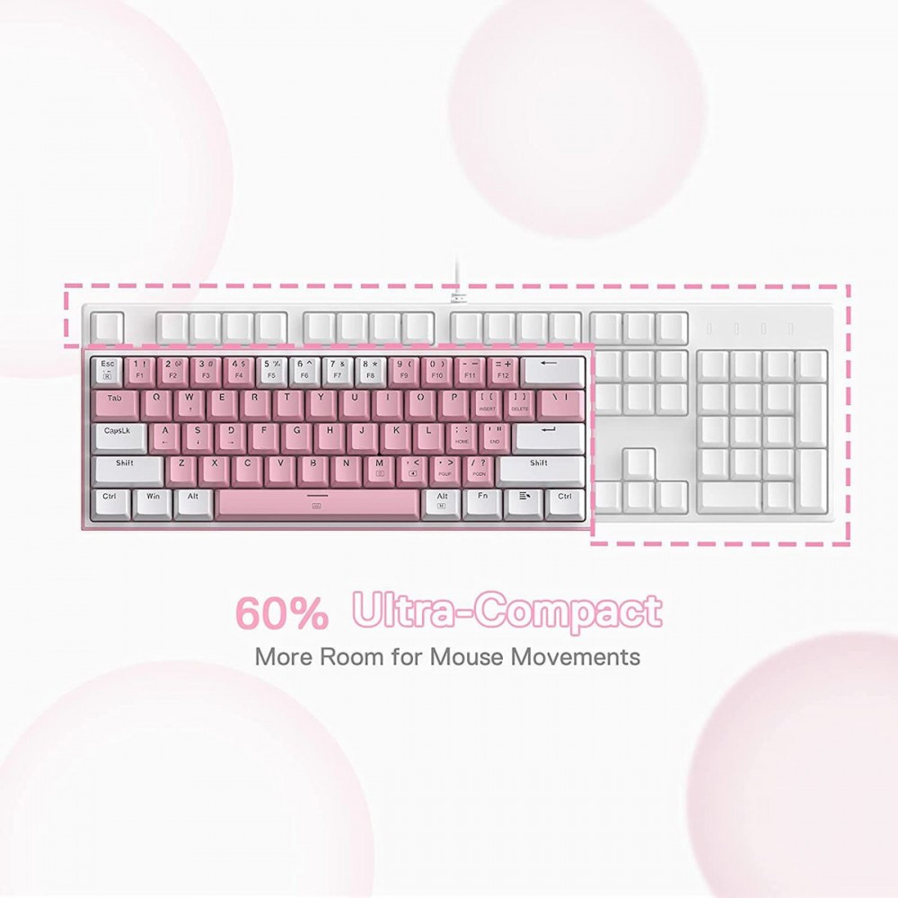 Gaming πληκτρολόγιο - Redragon K617 Fizz (Pink/White) Gaming πληκτρολόγιο - Redragon K617 Fizz (Pink/White)