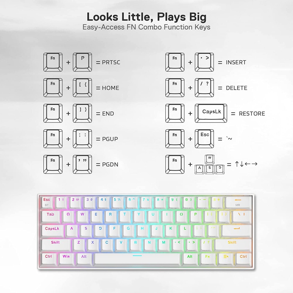 Gaming πληκτρολόγιο - Redragon K530W RGB Draconic Pro White (Custom Brown) Gaming πληκτρολόγιο - Redragon K530W RGB Draconic Pro White (Custom Brown)