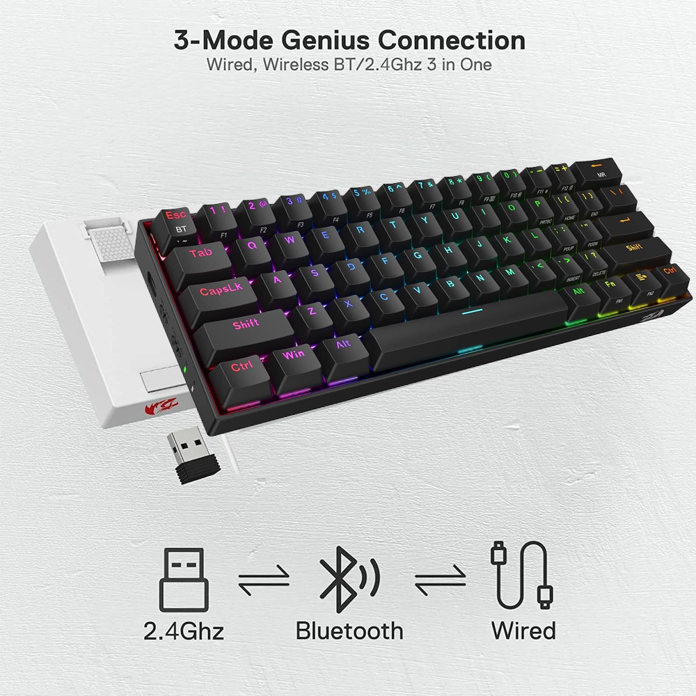 Gaming πληκτρολόγιο - Redragon K530W RGB Draconic Pro White (Custom Brown) Gaming πληκτρολόγιο - Redragon K530W RGB Draconic Pro White (Custom Brown)